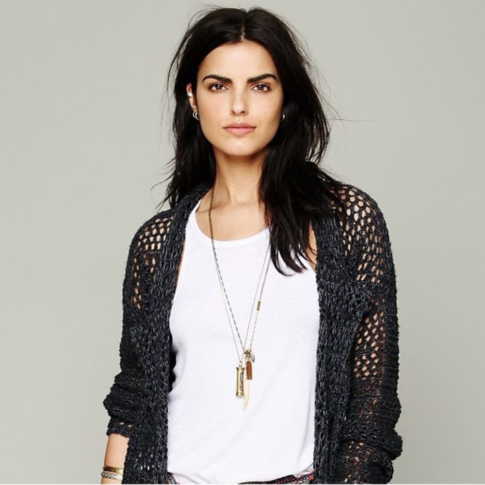 Free People Grey Crochet Cardigan